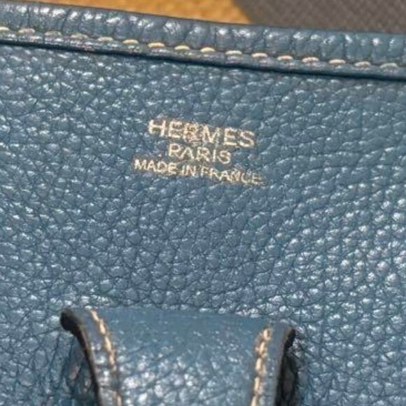 Authentic HERMES Evelyn PM I Blue Jean Clemence Leather Shoulder Bag - Picture 13 of 15